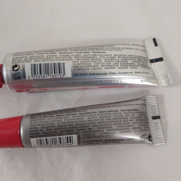 L'occitane Rose Lip Balm natural pink sheen & Rose Hand Cream 12/30ML NEW - Picture 3 of 4